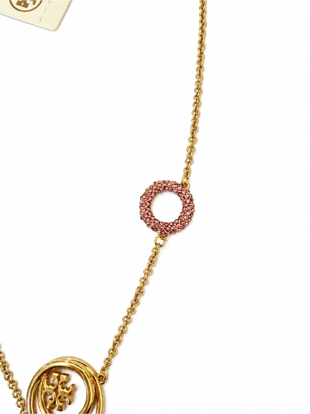 NWOT TORY BURCH MILLER RINGS NECKLACE IN GOLD AND PINK